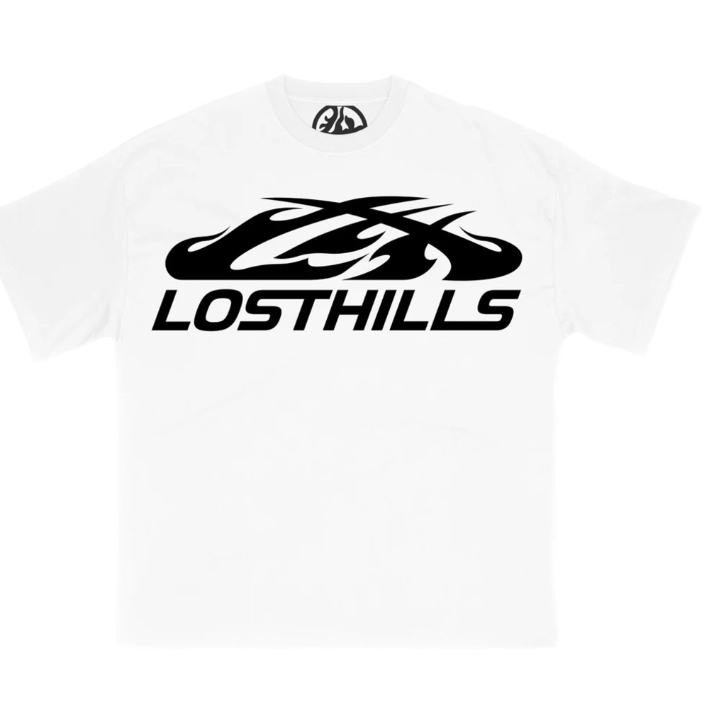 LOST HILLS LHBF002 T-Shirt Size Medium Oversized White Graphic Logo Tee